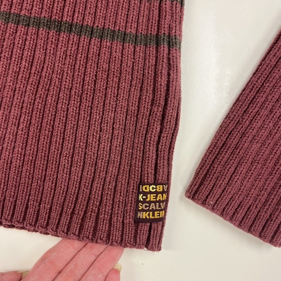 Vintage Y2K Calvin Klein Jeans Sweater Womens M Striped Rib Turtleneck Pullover - Picture 13 of 15